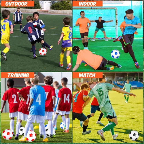Vista 5 de Jenaai 24 pelotas de fútbol desinfladas con inflador, tamaño oficial a granel, para adolescentes, adultos, niños, interiores y exteriores, deportes