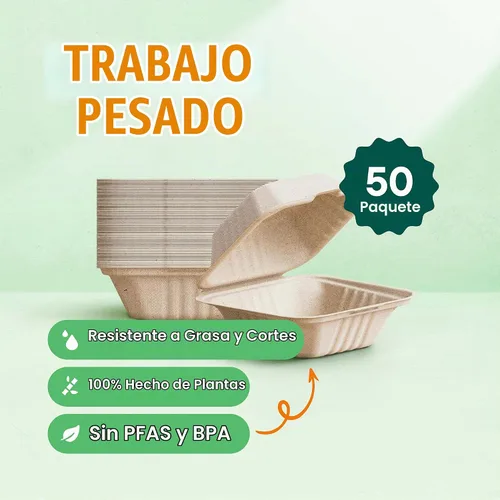 Vista 2 de Recipientes de alimentos 100% compostables para llevar
