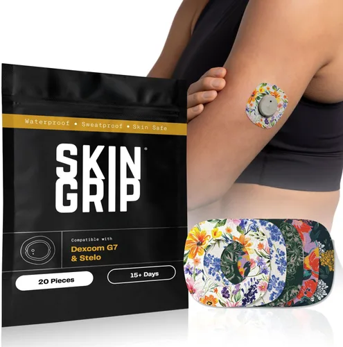 Vista 15 de Skin Grip Parches adhesivos para Dexcom G7 y Stelo CGM con recorte, cubierta impermeable y resistente al sudor para sensor continuo de monitor