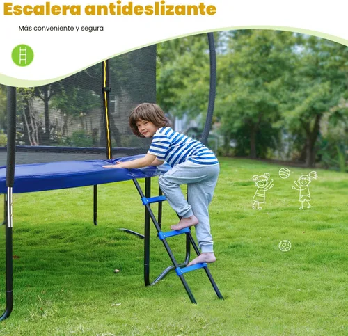 Vista 9 de ORCC Kids Trampoline Outdoor 8FT 10FT 12FT 14FT 15FT 16FT with Enclosure, Non-Slip Ladder & Anti-Rust Coated Frame, 1200LBS Weight Capacity