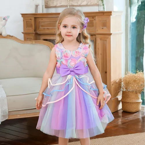 Vista 5 de NNJXD Vestido de niña de las flores para niños con volantes vestidos de novia de fiesta de encaje
