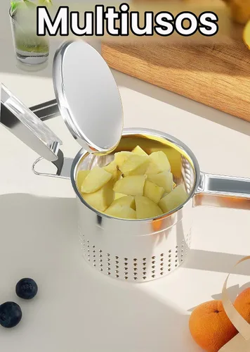 Vista 5 de GloTika Ricer de patatas grande de 15oz, triturador de patatas de acero inoxidable resistente con mango ergonómico, herramienta de cocina