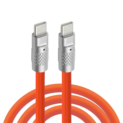 Vista 10 de cablecc Tipo A USB-A a USB-C Silicona Líquida Ultra Suave 120W Power USB2.0 Datos Cable Naranja Carga Rápida para Computadora Portátil Tableta