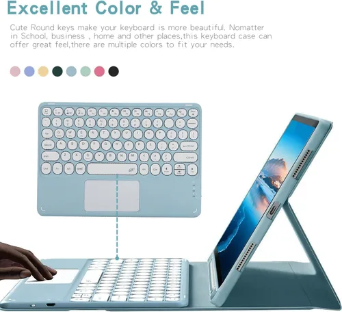 Vista 3 de Funda de teclado para Samsung Galaxy Tab A8 de 10.5 pulgadas, modelo SM-X200 X205 X207, teclado Bluetooth recargable con panel táctil, soporte