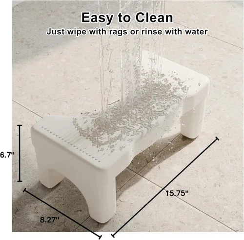 Vista 10 de Taburete de inodoro prémium para adultos, taburete antideslizante para baño, taburete portátil para adultos y niños, escalón de 7 pulgadas