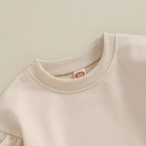Vista 40 de Sudadera unisex de algodón de color sólido para bebé, camiseta de manga larga con cuello redondo