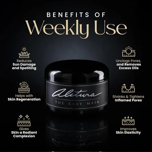 Vista 2 de Alitura Mascarilla facial de arcilla – Mascarilla facial exfoliante, hidratante y antienvejecimiento con vitamina C y polvo de perlas – Mascarilla