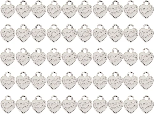 Vista 7 de Shapenty Dijes de corazón de agradecimiento de doble cara para aretes, pulsera, collar, colgante, llavero, fabricación de joyas, botella de vidrio