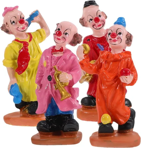 Vista 9 de Toyvian - Figura de payaso de circo, 3.93 pulgadas, mini adorno miniatura de payaso con base estable para terapia de bandeja de arena, temática