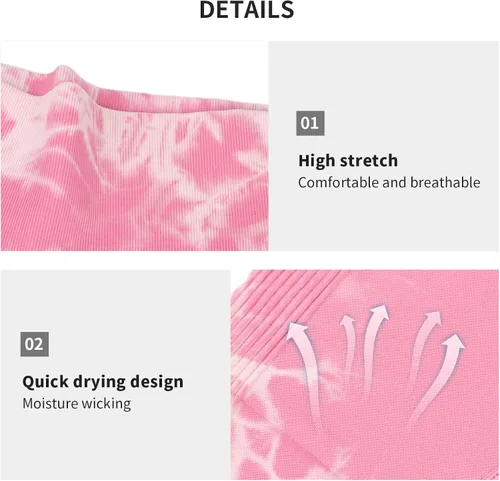 Vista 5 de Betued Women Yoga Leggings Tie Dye High Waisted Quick Drying Seamless Tight Pink Sports Running Leggings, Womens Sports Legg