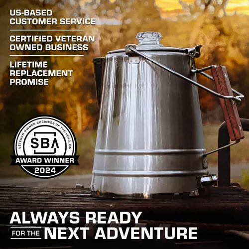 Vista 5 de COLETTI Cafetera de Café Percolador para Acampar Butte — Cafetera de Café Percolador, SIN Aluminio ni Plástico [14 Tazas]