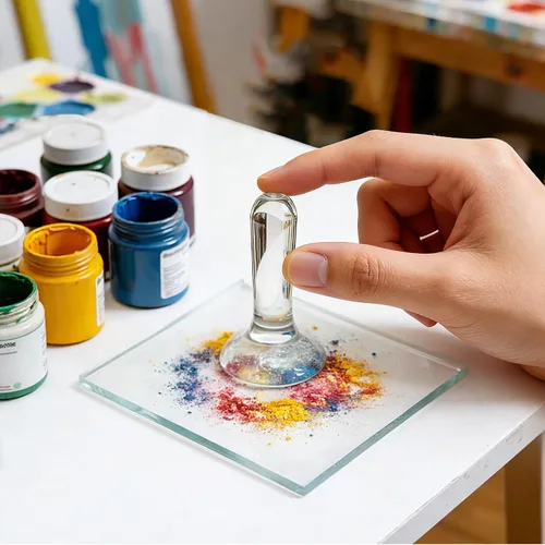 Vista 6 de Nuanchu Muller de vidrio para hacer pintura, suministros de arte Muller de 1.57 pulgadas para artistas, aparato de maja para acuarela, aceite
