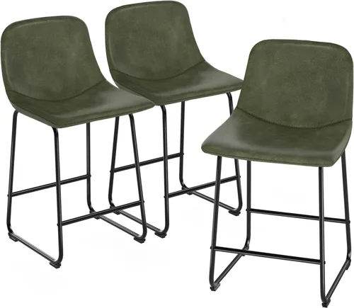 Vista 35 de TAVR Furniture Leathaire - Juego de 2 taburetes de tela con altura de mostrador, sillas de isla sin brazos, con capacidad para hasta 500 libras