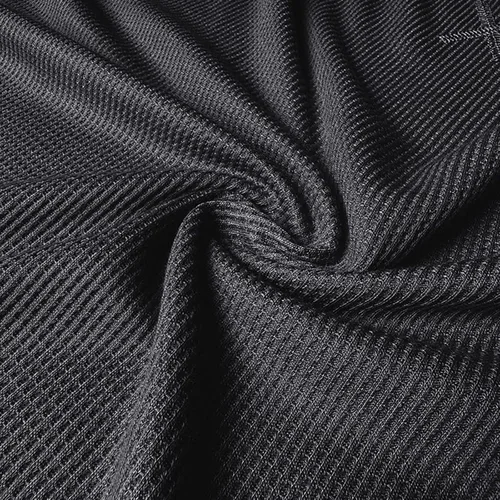 Vista 2 de Camiseta de punto gofre para hombre, camiseta casual de manga larga con cuello redondo, ropa de verano para hombre, camisa clásica básica sólida