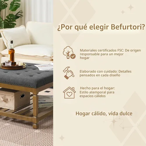 Vista 8 de Befurtori Otomana con banco de almacenamiento, mesa de centro otomana