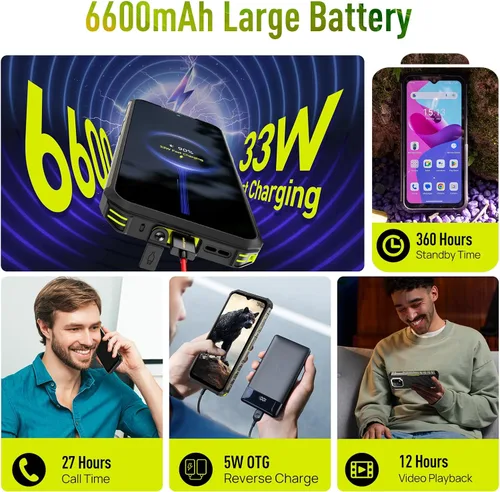 Vista 6 de Ulefone Armor 22 Teléfono resistente, IP68/IP69K, cámara de gran angular de 64MP y cámara de visión nocturna de 64MP, pantalla FHD+ de 6.58” 120Hz