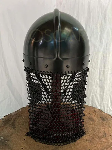 Vista 5 de Casco medieval de cuervo vikingo con cadena, para batalla