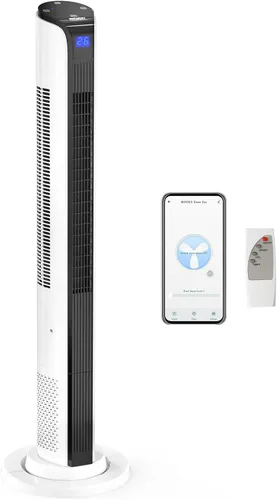Vista 10 de ROVSUN Ventilador de torre sin aspas de 34 pulgadas con pantalla digital y control remoto, refrigeración turbo con 3 velocidades, temporizador de 9