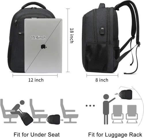 Vista 5 de BIKROD Mochila para hombres y mujeres, mochila escolar para niños, resistente al agua, para viajes de negocios, laptop, para laptop de 15.6 pulgadas