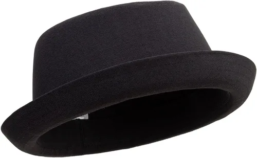 Vista 4 de e4Hats Gran tamaño de lino de poliéster mezclado porkpie Upbrim Fedora Negro