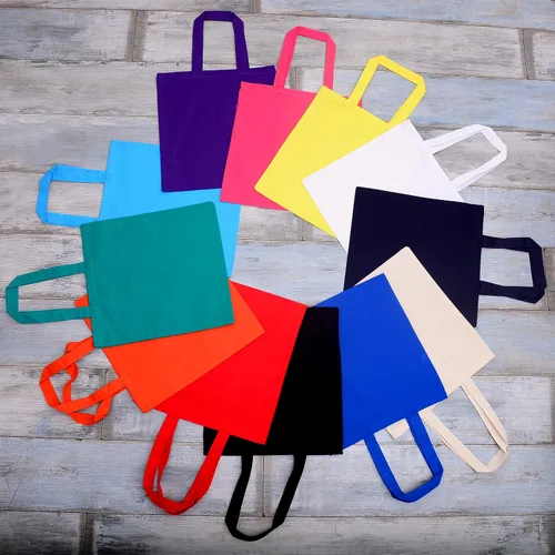 Vista 2 de TBF Bolsas de lona de algodón de 15 x 16 pulgadas – Bolsas reutilizables de compras de comestibles en blanco para bricolaje, impresión, bordado