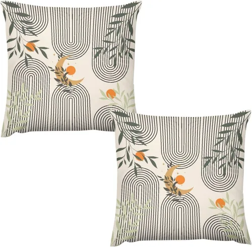 Vista 34 de Juego de 2 fundas de almohada florales retro de los años 70, Groovy Funky Hippie Flor Naranja Estética Boho Fundas de Almohada de 16 x 16 pulgadas