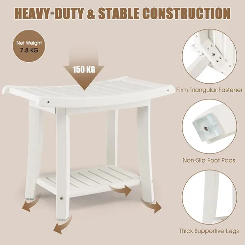 Vista 5 de COSTWAY Banco de ducha para ducha interior, taburete impermeable para Blanco cremoso