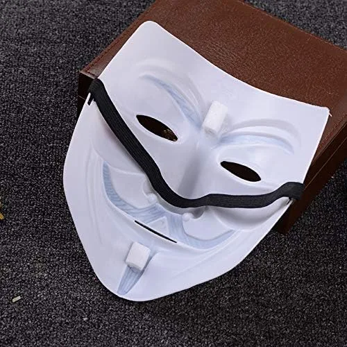 Vista 5 de Miuion Máscara de Guy Fawkes - V para vendetta, máscara de fiesta de cosplay de Anonymous Hacker (blanco)