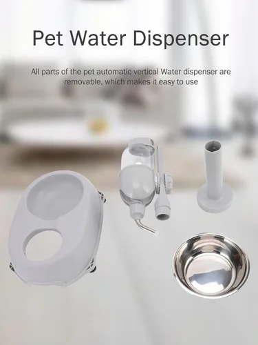 Vista 7 de Dispensador de agua para mascotas, cuenco dispensador de agua para mascotas, 2 en 1, 16.9 fl oz, multifuncional, altura desmontable con soporte