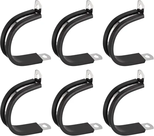 Vista 43 de uxcell Abrazadera de tubo de acero inoxidable en forma de R de 1-1/2 pulgadas (1.496 in) con aislamiento acolchado de goma