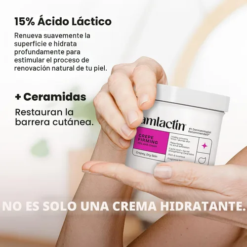 Vista 4 de AmLactin Crema reafirmante de crepé - Crema terapéutica para tensar la piel para el cuerpo - Exfoliante e hidratante sin arrugas, cuidado de la piel