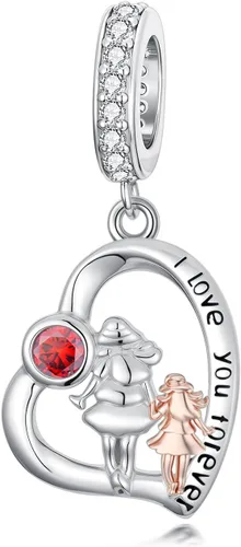 Vista 128 de PROESS Dije para padre, madre e hija, pulsera de plata de ley para pulseras, regalos de cumpleaños, día de San Valentín, para hija, madre, amante