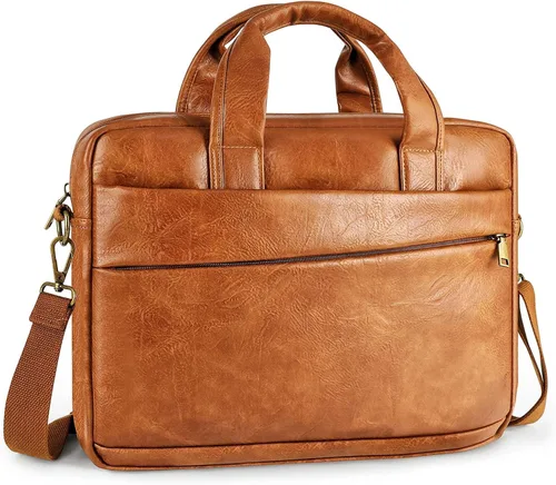 Vista 18 de Bolso de Mensajero de Cuero Sintético para Hombre Bolsa de Laptop de 17-17.3 Pulgadas para Hombre Bolsa de Cuero de Oficina Convertible Mochila 3