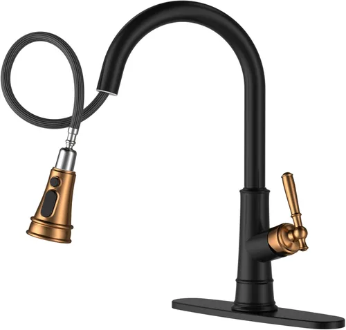Vista 10 de APPASO Patented Design Black Kitchen Faucet with Pull Down Sprayer Negro