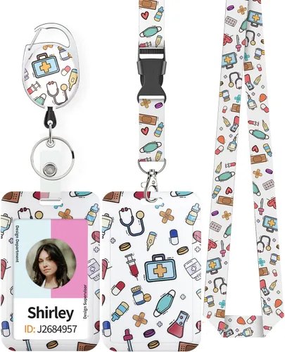 Vista 33 de Uniclife Porta credenciales deslizante floral con carrete retráctil y mosquetón con clip para cordón desmontable, protector de tarjeta vertical