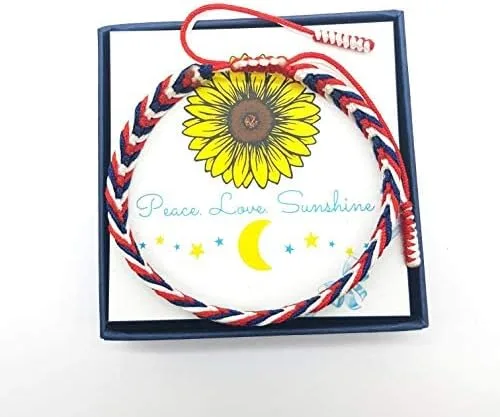 Vista 7 de LAMIBEE Pulsera tibetana de color con bandera de país, amuleto y estilo bohemio, pulsera de cuerda y brazaletes para mujeres, hombres, pulseras