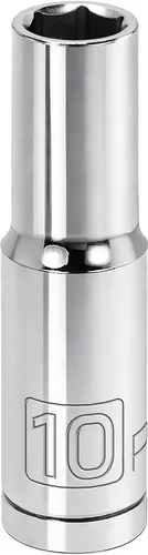 Vista 26 de Powerbuilt 3/8 de pulgada x 1/2 pulgada SAE Deep Socket, 12 puntos, cromo-vanadio, marca de tamaño - 940046