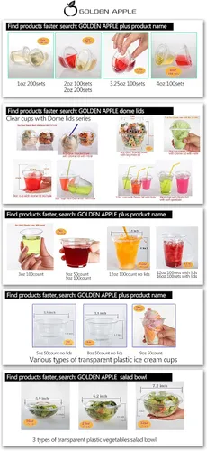 Vista 7 de Golden Apple, Vasos de plástico transparente de 100 onzas de 3 onzas. Mini tazas desechables, vasos de plástico, vasos de chupito de plástico, vasos