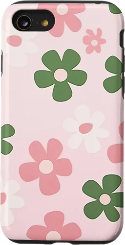 Vista 17 de Funda con diseño floral de margaritas verde salvia y rosa para iPhone 11