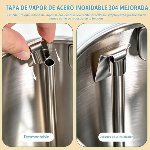 Vista 7 de SUSTEAS Tetera Eléctrica - Hervidor de Agua Caliente de 57 oz para Té con Termómetro, Tetera de Acero Inoxidable de 1500W de Calentamiento Rápido