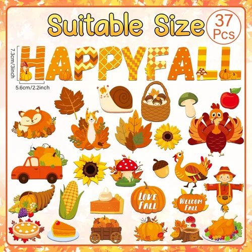 Vista 2 de 29 imanes de otoño para refrigerador, Día de Acción de Gracias, imán magnético para nevera, cosecha, otoño, decoración para buzón, casillero