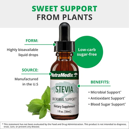 Vista 3 de Suplemento herbal de Stevia, 1 onza