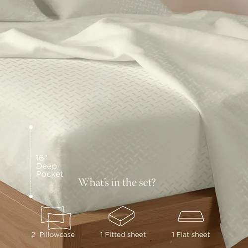 Vista 188 de Threadmill Juego de sábanas de algodón Twin Sábanas 100% algodón para cama tamaño Twin Juego de sábanas de satén jacquard damasco con bolsillo