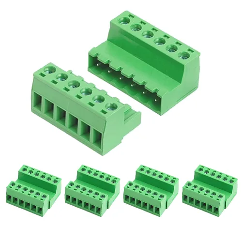 Vista 15 de 10 pares de conectores de bloque de terminales de tornillo enchufables de 2 pines de 5,08 mm de paso con enchufe Phoenix para cable de 28-12AWG