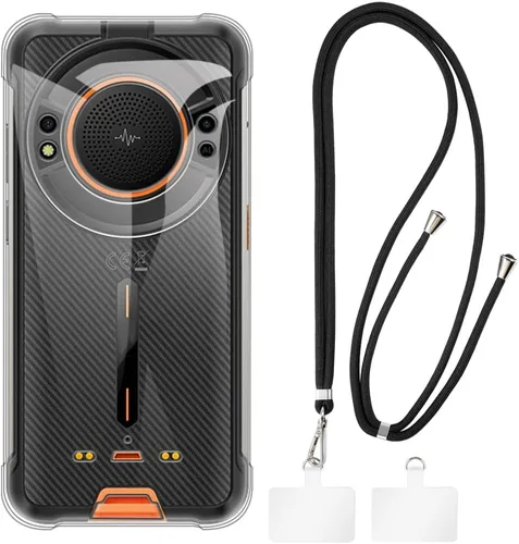 Vista 10 de Estuche y cordón para Ulefone Power Armor 16S - transparente+negro Funda transparente + cordón azul