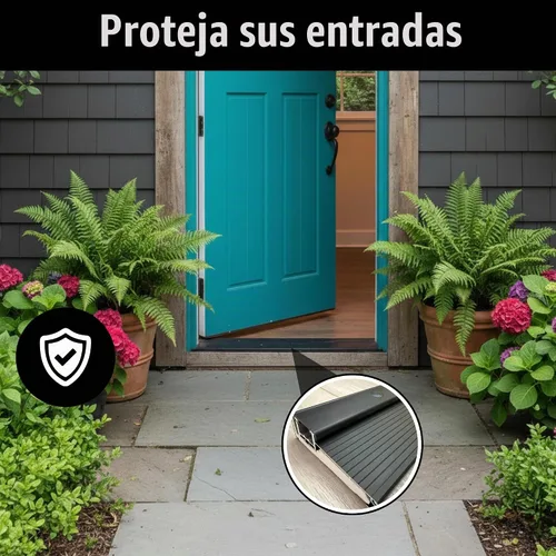 Vista 5 de KC Hardware Umbral de aluminio ajustable negro, ancho corto, diseño de tornillo oculto, umbral de puerta exterior resistente para puertas