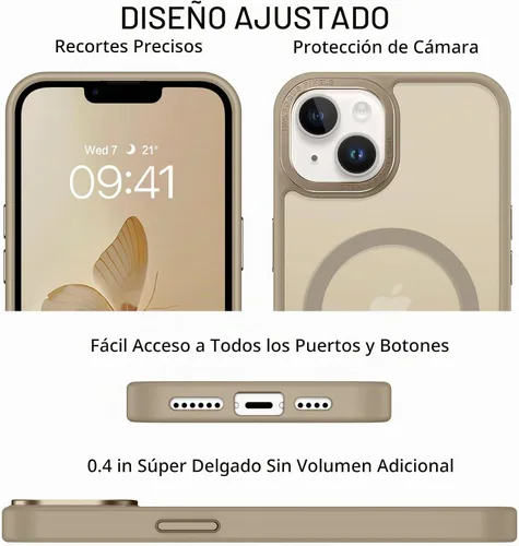 Vista 8 de BENTOBEN Funda magnética para iPhone 14 Plus, compatible con MagSafe, translúcida mate, esmerilada, delgada, ligera, a prueba de golpes, para Marrón