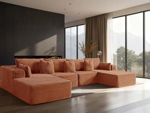 Vista 124 de Sofá modular de gran tamaño de 108 pulgadas, cómodo sofá deshuesado en forma de U para sala de estar, asientos extra profundos, sin montaje, sofá