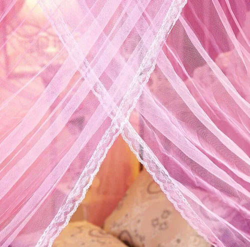Vista 3 de cortina para cama de 4 esquinas, diseño de princesa
