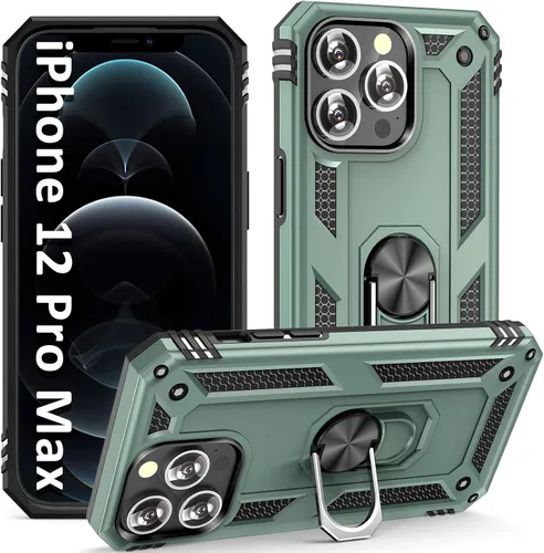 Vista 22 de ADDIT i Phone 12 Mini - Funda para iPhone 12 Mini, con anillo de soporte, soporte ajustable, grado militar, protección resistente, a prueba
